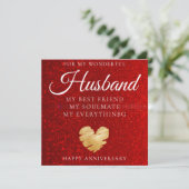 Luxurieuze Glitter Husband Wedding Jubileum Kaart (Staand voorkant)