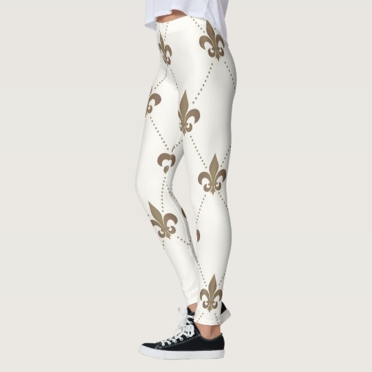 Luxurieuze Gold- en White Fleur de Lis-Leggings Leggings (Links)