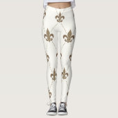 Luxurieuze Gold- en White Fleur de Lis-Leggings Leggings (Voorkant)