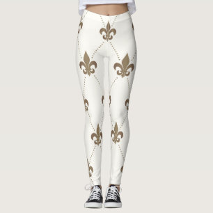 Luxurieuze Gold- en White Fleur de Lis-Leggings Leggings