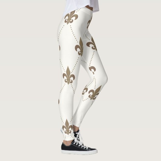 Luxurieuze Gold- en White Fleur de Lis-Leggings Leggings (Rechts)