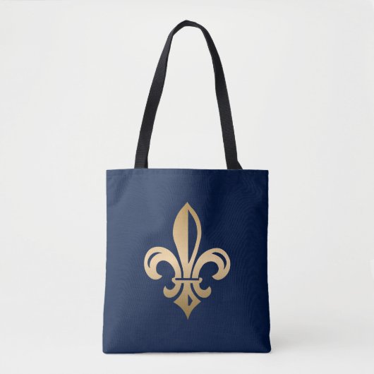 Luxurieuze Gold Fleur de Lis op de marine Tote Bag (Voorkant)