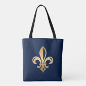 Luxurieuze Gold Fleur de Lis op de marine Tote Bag (Achterkant)