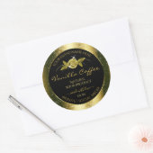 Luxurieuze Gold Glitter Floral Black Product Label (Envelop)