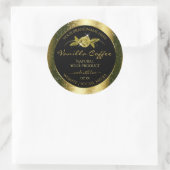 Luxurieuze Gold Glitter Floral Black Product Label (Tas)