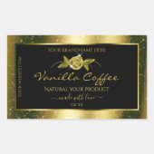 Luxurieuze Gold Glitter Floral Black Product Label (Voorkant)