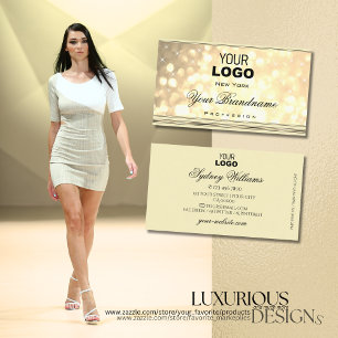 Luxurieuze Gold Glitter Stars Logo Cream and Golde Visitekaartje