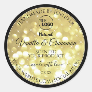Luxurieuze Gold Glitter Stars-Logo-etiketten Ronde Sticker