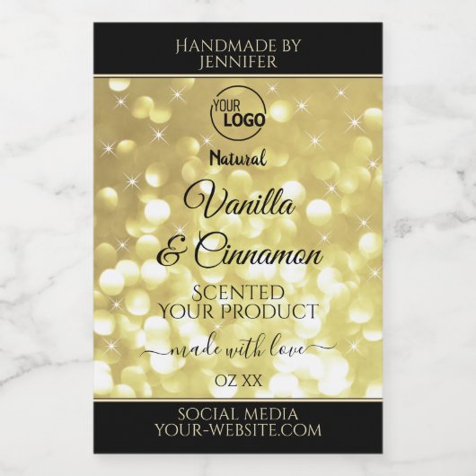 Luxurieuze Gold Glitter Stars-Logo-etiketten Voedselcontainer Etiket (Enkel label)