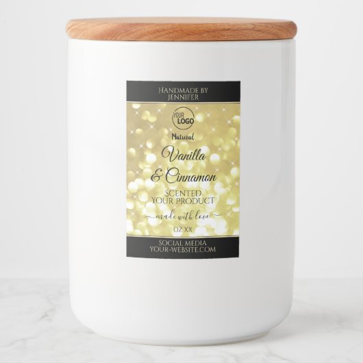 Luxurieuze Gold Glitter Stars-Logo-etiketten Voedselcontainer Etiket (Voorkant)