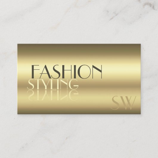Luxurieuze Gold Modern Mirror letters met Monogram Visitekaartje (Voorkant)