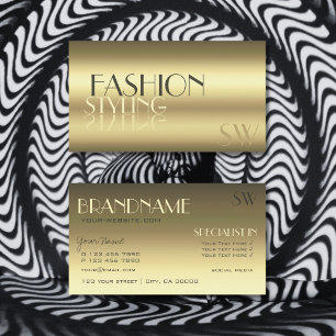 Luxurieuze Gold Modern Mirror letters met Monogram Visitekaartje