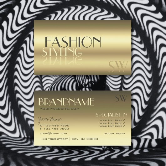 Luxurieuze Gold Modern Mirror letters met Monogram Visitekaartje