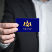 Luxurieuze Gold Royal Emblem | Initiaal op blauw Visitekaartje