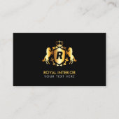 Luxurieuze Gold Royal Emblem | Initiaal op zwart Visitekaartje (Voorkant)