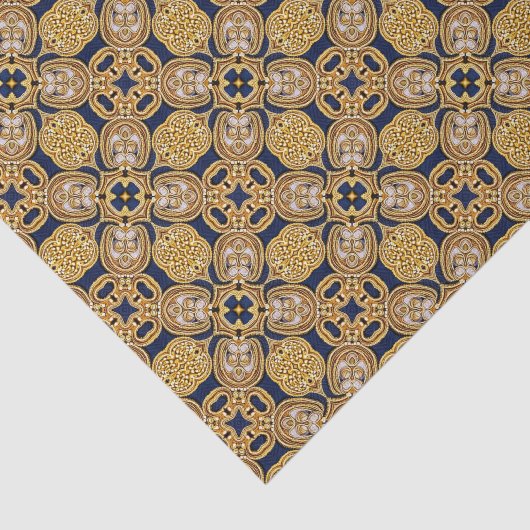 Luxurieuze goudbroiderijkralen historisch kostuum tissuepapier (Detail)