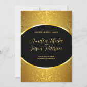 Luxurieuze gouden bladzijden patroonbruiloft kaart (Voorkant)