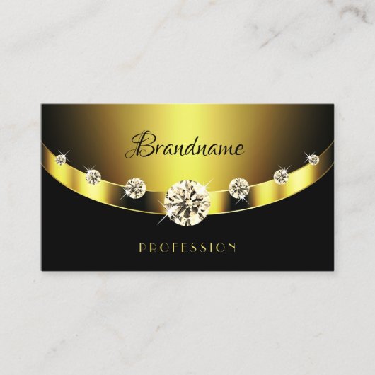 Luxurieuze gouden en zwarte edeljuwelen diamant visitekaartje (Voorkant)