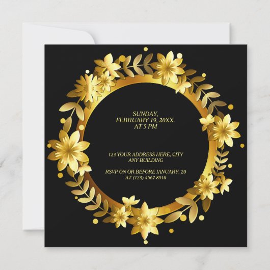 Luxurieuze gouden Laurel laat Lijst bruiloft over Kaart (Achterkant)