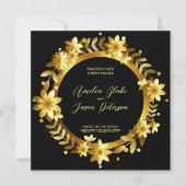 Luxurieuze gouden Laurel laat Lijst bruiloft over Kaart (Voorkant)