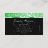 Luxurieuze groene glittersterren en -Initialen Visitekaartje (Achterkant)