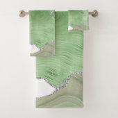 LUXURIEUZE GROENE WITTE MARBLE BATHROOM TOWEL SET BAD HANDDOEK (Insitu)