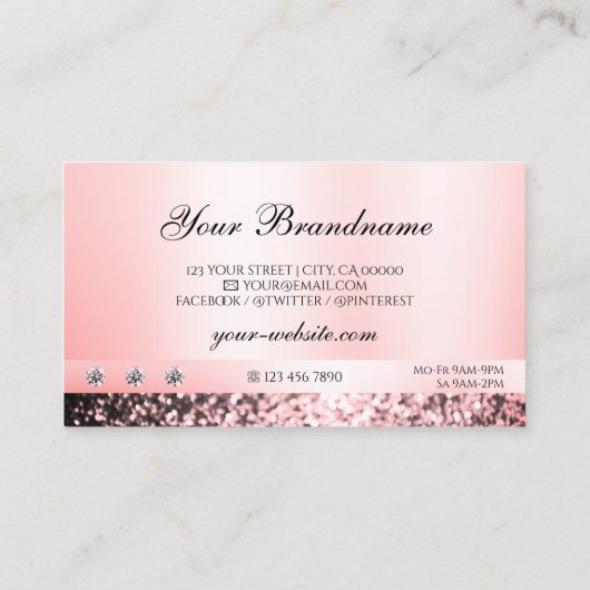 Luxurieuze juwelen roze glitter Diamonds Pastel Ro Visitekaartje (Achterkant)