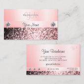 Luxurieuze juwelen Roze Glitter Monogram Pastel Ro Visitekaartje (Voorkant / Achterkant)