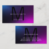 Luxurieuze moderne Elegant Black Monogram Paars Visitekaartje (Voorkant / Achterkant)