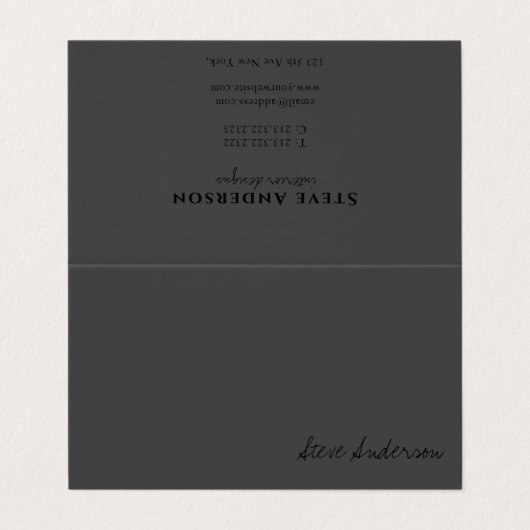 Luxurieuze moderne elegant grijs gevouwen visitekaartje (Buitenkant ongevouwen)