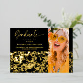 Luxurieuze Moderne Golden Elegant Grunge Foto Folie Uitnodiging (Staand Voorkant)