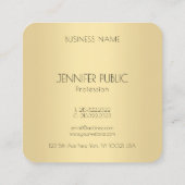 Luxurieuze, moderne goudmonogram Sjabloon Vierkante Visitekaartje (Achterkant)