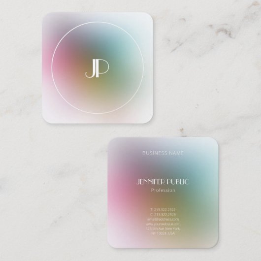 Luxurieuze, moderne goudmonogram Sjabloon Vierkante Visitekaartje (Voorkant / Achterkant)