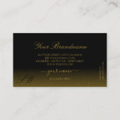 Luxurieuze monogram voor zwarte en goudzwelgen visitekaartje (Achterkant)