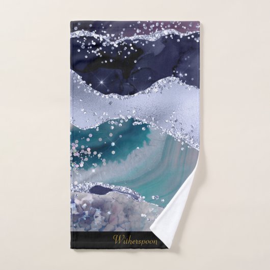 LUXURIEUZE OCEAAN WAVE MARBLE CUSTOEL TOWEL SET BAD HANDDOEK (Handdoek)