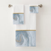 LUXURIEUZE PEARL BLUE MARBLE DESIGN TOWEL SET BAD HANDDOEK (Insitu)
