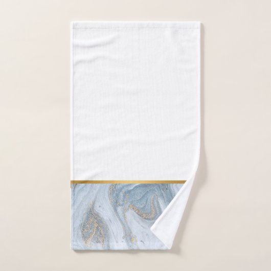 LUXURIEUZE PEARL BLUE MARBLE DESIGN TOWEL SET BAD HANDDOEK (Handdoek)