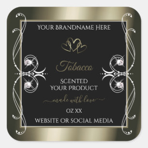 Luxurieuze Platinum Black Product Labels voor sier