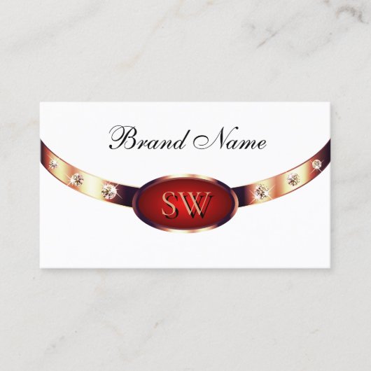 Luxurieuze Roos Gold White en Red Monogram juwelen Visitekaartje (Voorkant)