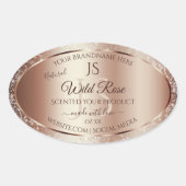Luxurieuze Rosegold Glitter Monogram Productlabels Ovale Sticker (Voorkant)