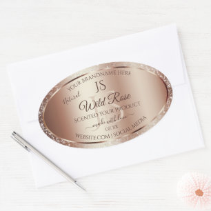 Luxurieuze Rosegold Glitter Monogram Productlabels Ovale Sticker