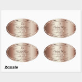 Luxurieuze Rosegold Glitter Monogram Productlabels Ovale Sticker (Vel)