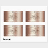 Luxurieuze Rosegold Glitter Monogram Productlabels Rechthoekige Sticker (Vel)