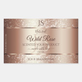 Luxurieuze Rosegold Glitter Monogram Productlabels Rechthoekige Sticker (Voorkant)