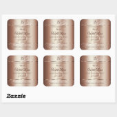 Luxurieuze Rosegold Glitter Monogram Productlabels Vierkante Sticker (Vel)