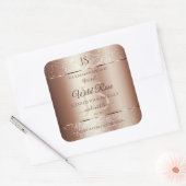 Luxurieuze Rosegold Glitter Monogram Productlabels Vierkante Sticker (Envelop)