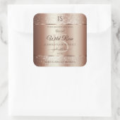 Luxurieuze Rosegold Glitter Monogram Productlabels Vierkante Sticker (Tas)