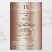 Luxurieuze Rosegold Glitter Monogram Productlabels Voedselcontainer Etiket (Enkel label)