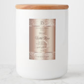 Luxurieuze Rosegold Glitter Monogram Productlabels Voedselcontainer Etiket (Voorkant)