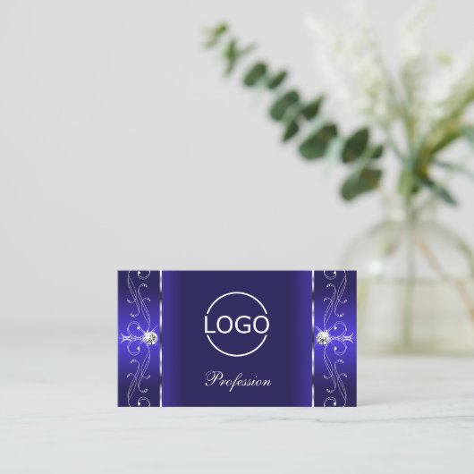 Luxurieuze Royal Blue Squiggings-juwelen met Logo Visitekaartje (Staand voorkant)